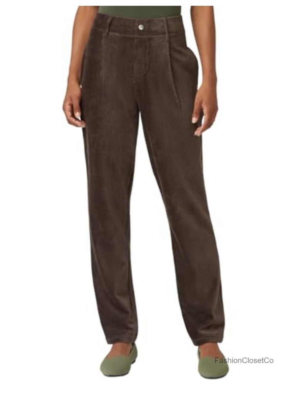 HUE High Rise Straight Leg Corduroy Leggings Pull On Full Length